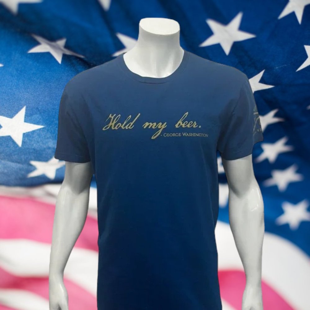 Grunt Style Hold My Beer George Washington Blue Graphic T-Shirt Large Ne…